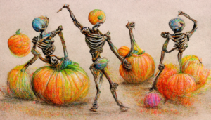 conduit_skeletons_dancing_with_pumpkins_colorful_pencil_sketch_d656b9b1-48ff-45a2-886b-239200d05564